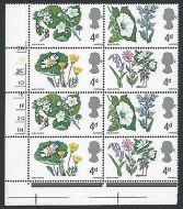 1967 British Wild Flowers 4d (Ord) Cylinder Block - MNH
