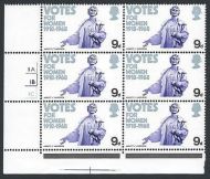 1968 British Anniversaries 9d Cylinder Block - MNH