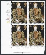 1968 Paintings 4d - Cylinder Block of 4 - Phosphor Omitted - MNH