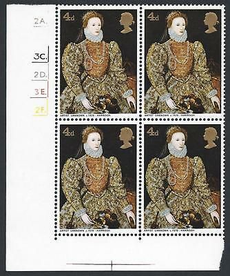 1968 Paintings 4d - Cylinder Block of 4 - Phosphor Omitted - MNH
