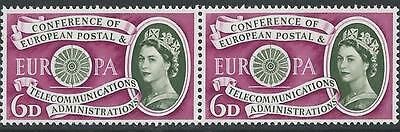 1960 CEPT Europa 6d in Pair - Listed Flaw - Broken Diadem - MNH