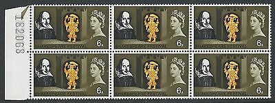 Sg 647a W42a 1964 Shakespeare 6d (Ord) - Listed Flaw - Broken H - MNH
