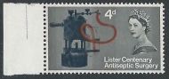 1965 Lister 4d (Phos) - Listed Flaw - Corner Scratch + Narrow Band Left - MNH