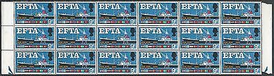 1967 EFTA 9d (Ord) - Listed Quay Flaw - Large Positional Block - MNH