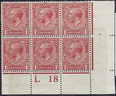 N16(15) 1d orange-vermillion  L18(p) control blk of 6 RPS cert unmounted mint