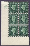 1937 ½d Green Dark colours A37 12 No Dot Perf 5(E I) block 6 UNMOUNTED MINT MNH