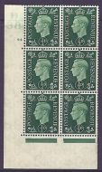 1937 ½d Green Dark colours D38 64 No Dot perf 5(E I) block 6 UNMOUNTED MINT MNH