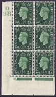 1937 ½d Green Dark colours D38 74 Dot perf 5(E I) block 6 UNMOUNTED MINT MNH