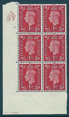1937 1d Red Dark colours A37 7 Dot perf 5(E I) block 6 UNMOUNTED MINT MNH