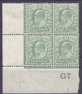 1907 M2(-) ½d Very Pale Yellow Green Control G7 De La Rue UNMOUNTED MINT MNH