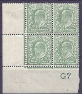 1907 M2(-) ½d Very Pale Yellow Green Control G7 De La Rue UNMOUNTED MINT MNH