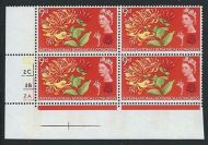 1964 Botanical 9d Phos Cylinder Block With Narrow Bands - MNH