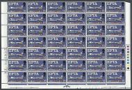 1967 EFTA 1 6 Phos Cylinder Block of Lower 7 Rows With Listed Flaw - MNH
