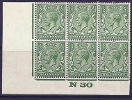 ½d Yellow Green Block Cypher spec N33-6 Control N30 imperf UNMOUNTED MINT MNH
