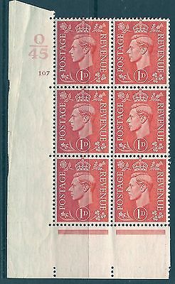 1d Pale scarlet Q45 107 No Dot cylinder block UNMOUNTED MINT