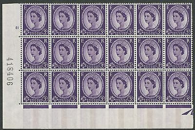 3d Wilding Violet 9.5mm 1CB Phosphor cylinder 81 No Dot perf type A (E/I)  MNH