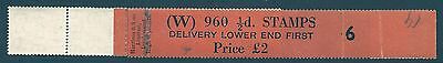 ½d Edward Crown watermark Vertical Delivery Coil leader W 6 MNH