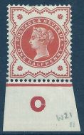 ½d Vermilion Jubilee control C for O imperf single MOUNTED MINT