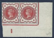 ½d Vermilion Jubilee control I imperf corner pair - frame break - L.MOUNTED MINT