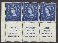 SB25 1d Wilding booklet pane with Advert perf type I UNMOUNTED MNT MNH