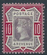 Sg210c spec K39(3) 10d Purple  Scarlet damage to frame MOUNTED MINT