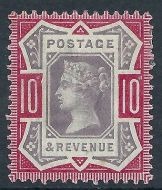 Sg210c spec K39(1) 10d Purple  Carmine damage to frame MOUNTED MINT