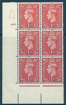1d Pale scarlet P44 106 No Dot cylinder block perf 5(E I) UNMOUNTED MINT MNH