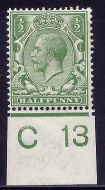 N14(11) ½d Bright Yellow Green Control C 13 imperf UNMOUNTED MINT MNH