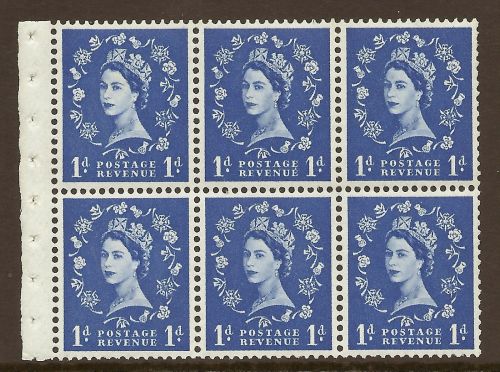 SB31 1d Wilding booklet pane perf type I UNMOUNTED MNT MNH