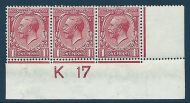 N16(8) 1d Pale Red Royal Cypher Control K 17 imperf UNMOUNTED MINT MNH