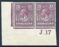 N26(3) 6d Reddish Purple Royal Cypher control J Dot 17 imperf UNMOUNTED MINT