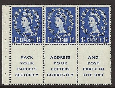 SB29b variety 1d Wilding booklet pane perf type I UNMOUNTED MNT MNH