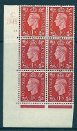1937 1d Scarlet Dark colours C38 18 Dot Perf 5(E I) block 6 UNMOUNTED MINT MNH