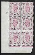 1939 6d Purple Dark colours 39 No Dot perf 2(I E) block 6 UNMOUNTED MINT MNH