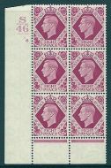 Sg 472b 8d Carmine Dark colours S46 6 No Dot perf 6(I P) block 6 UNMOUNTED MINT