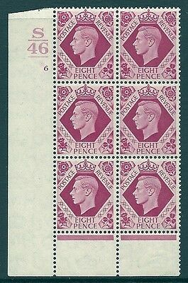 Sg 472b 8d Carmine Dark colours S46 6 No Dot perf 6(I P) block 6 UNMOUNTED MINT