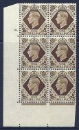 1939 1 - Bistre-Brown 19 Dot perf 5(E I) block 6 UNMOUNTED MINT MNH