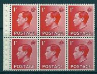 PB2 1d x 6 Ed VIII booklet pane perf type P UNMOUNTED MINT MNH