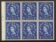 SB26 1d Wilding booklet pane perf type I Cylinder F4T No Dot UNMOUNTED MNT MNH
