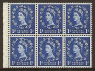 SB42 1d Wilding booklet pane Blue phos on White perf type I UNMOUNTED MNT MNH