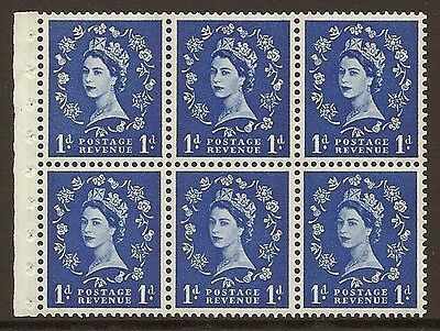 SB42 1d Wilding booklet pane Blue phos on White perf type I UNMOUNTED MNT MNH