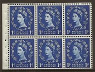SB49 1d Wilding booklet pane Violet 8mm perf type I UNMOUNTED MNT MNH