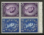 SB48 Wilding booklet pane Blue phos S/W Right perf type AP UNMOUNTED MNT/MNH