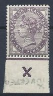 1d lilac control X inverted imperf single with jubilee line MOUNTED MINT