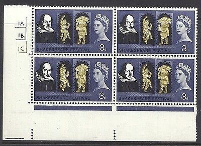1964 Shakespeare (Ord) 3d No Dot Cylinder 1A1B1C - UNMOUNTED MINT MNH