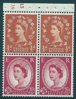 SB13a Wilding booklet pane crowns on white cyl E14 J15 perf I UNMOUNTED MNT MNH