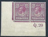 6d Purple Royal Cypher control Q Dot 20 perf 14 with ink flaw UNMOUNTED MINT MNH