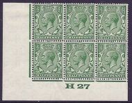 ½d Green Block Cypher Control H27 imperf Lighlty MOUNTED MINT
