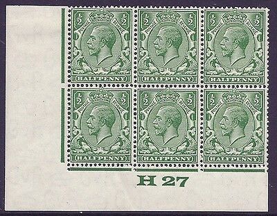 ½d Green Block Cypher Control H27 imperf Lighlty MOUNTED MINT