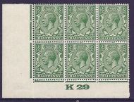 ½d Green Block Cypher Control K29 imperf Lighlty MOUNTED MINT